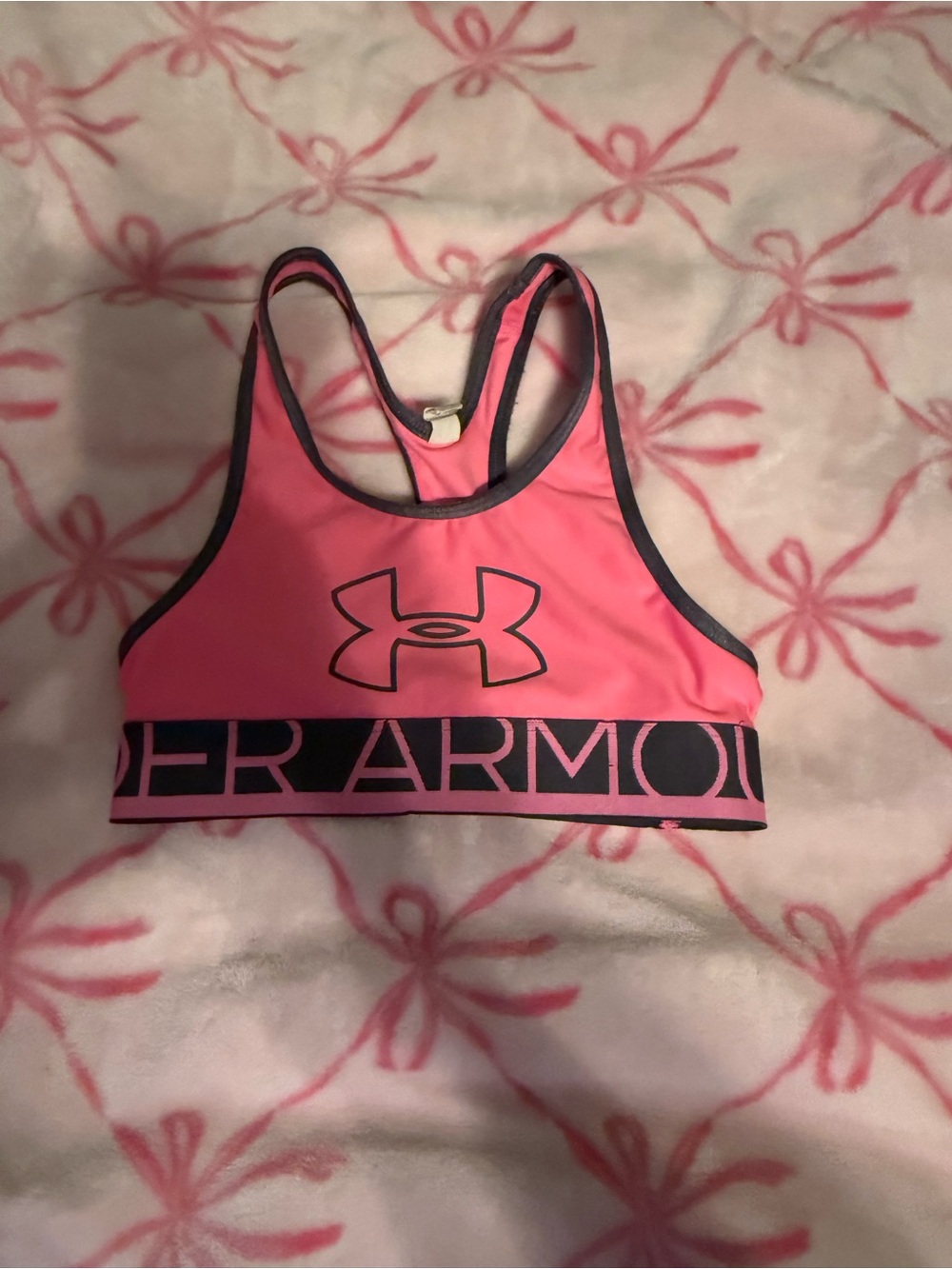 Under Armour Pink and Black Logo Sports Bikini Top